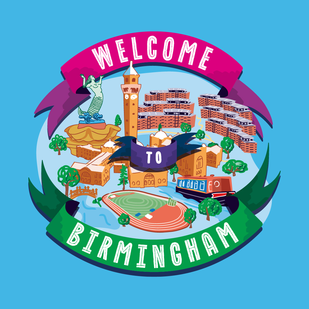 Illustrated map design, Birmingham guild of students. Students' union map. Welcome Week. Graphic design. 