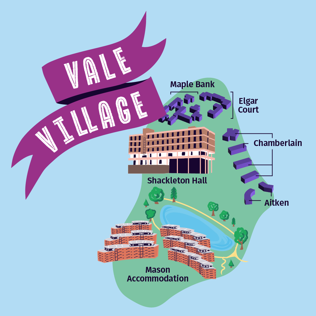Illustrated map design, Birmingham guild of students. Students' union map. Welcome Week. Graphic design. 