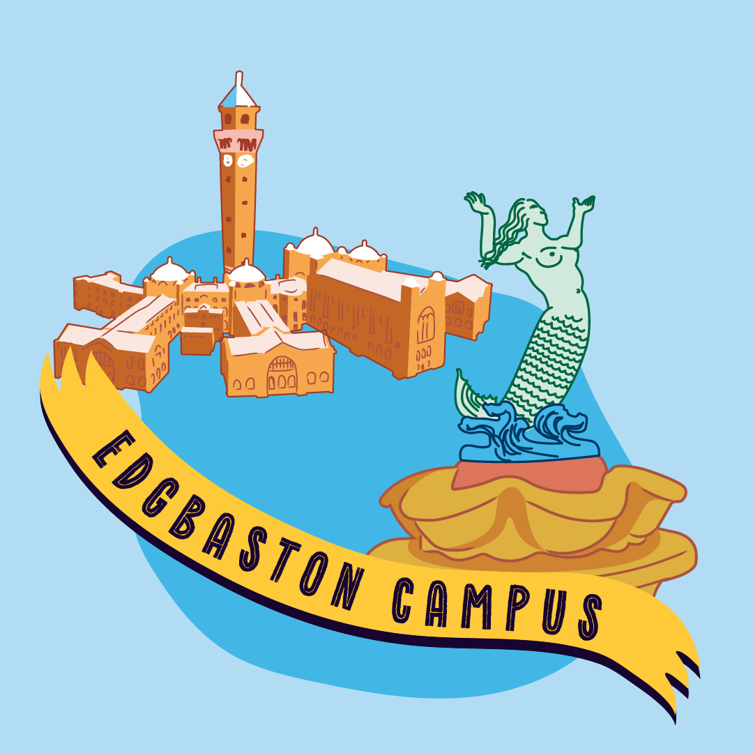 Illustrated map design, Birmingham guild of students. Students' union map. Welcome Week. Graphic design. 